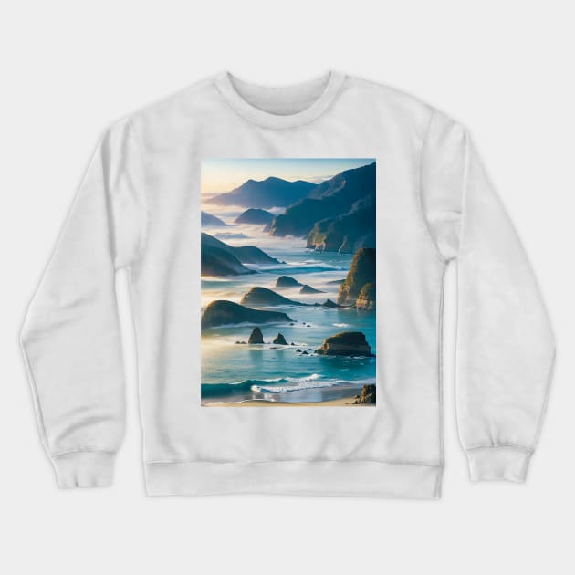 High Tide on A Misty Beach Crewneck Sweatshirt by CursedContent